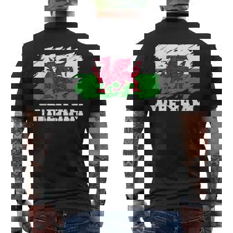 Wrexham Wales City Cymru Welsh Flag Dragon Men's T-shirt Back Print - Thegiftio UK