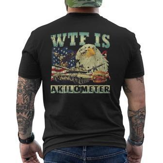 Wtf Is A Kilometer Eagle Badge American Signature Burger Men's T-shirt Back Print - Monsterry DE