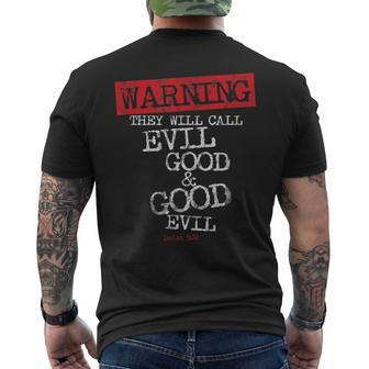 Yahweh Warning They Will Call Evil Good And Good Evil Men's Back Print T-Shirt - Monsterry