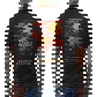 Yellowstone National Park Sun Bison Graphic Men's T-shirt Back Print - Thegiftio UK