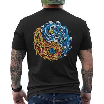 Ying Und Yang Feuer Und Wasser Chinesische Symbole China Fan T-Shirt mit Rückendruck - Geschenkecke