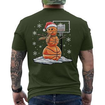 Basketball Snowman Player Santa Hat Christmas Men's T-shirt Back Print - Thegiftio UK