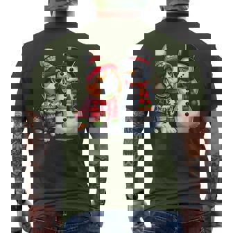 Beagle Ugly Christmas Sweater Snowman Men's T-shirt Back Print - Monsterry