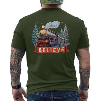 Believe Christmas All Aboard Polar Express Xmas 2024 Men's T-shirt Back Print - Thegiftio UK
