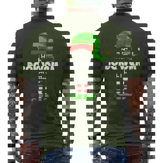 The Book Worm Elf Group Matching Family Christmas Pjs Men's T-shirt Back Print - Monsterry