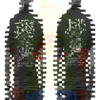 Christmas Coquette Bow Jesus Is The Reason For The Season Men's T-shirt Back Print - Thegiftio