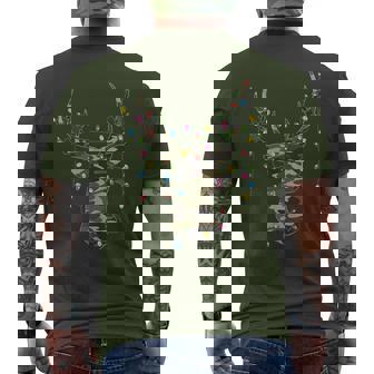 Christmas Holiday Camo Hunting Reindeer Deer Xmas Lights Men's T-shirt Back Print - Thegiftio