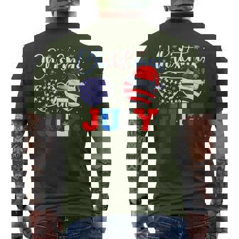 Christmas In July Santa Hat Sunglasses Usa Flag 4Th Of July Men's T-shirt Back Print - Monsterry