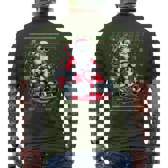 Christmas Santa Claus Kart Racing Ugly Christmas Sweater Men's T-shirt Back Print - Monsterry