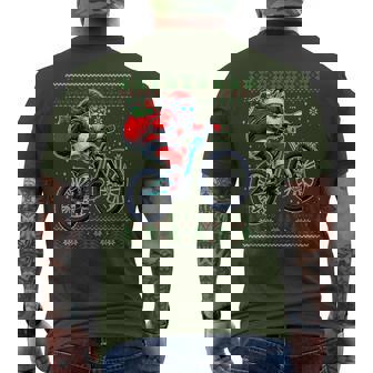 Christmas Santa Mountain Bike Rider Ugly Christmas Sweater Men's T-shirt Back Print - Thegiftio