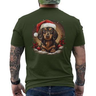 Dachshund With Santa Hat Christmas With Dog T-Shirt mit Rückendruck - Geschenkecke