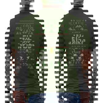 Feliz Navidad Mexican Spanish Ugly Christmas Sweater Men's T-shirt Back Print - Monsterry