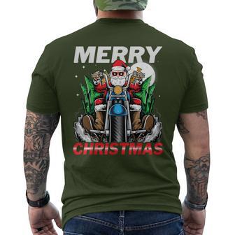 Feliz Navidad Santa Claus Motocicleta Árbol De Navidad Rudolf Camiseta Hombre Estampado Espalda - Regaloses