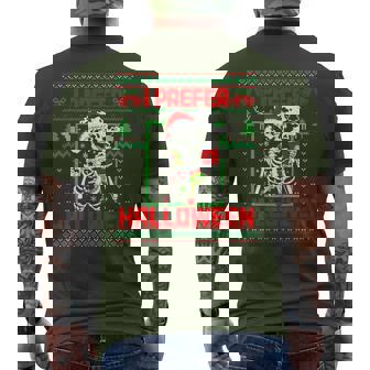 I Prefer Halloween Skeleton Ugly Christmas Sweater Men's T-shirt Back Print - Thegiftio UK