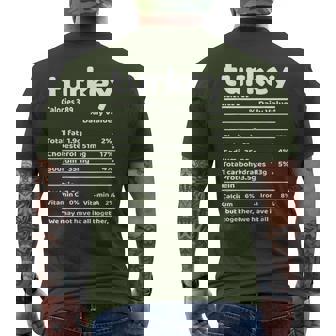 Turkey Nutrition Ingredients Thanksgiving Christmas Men's T-shirt Back Print - Monsterry