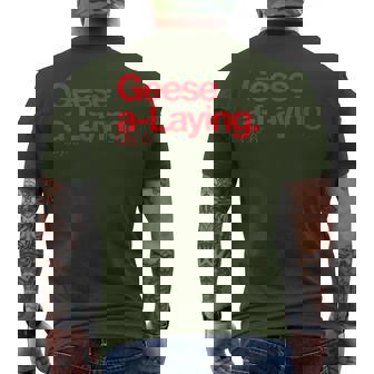Geese A Laying Q 6 Minimalist 12 Days Of Christmas Men's T-shirt Back Print - Monsterry