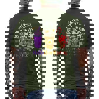Hallothanksmas Gnomes Halloween Thanksgiving Merry Christmas Men's T-shirt Back Print - Thegiftio UK