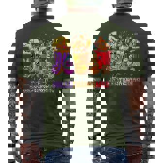 Halloween Thanksgiving Christmas Happy Hallothanksmas 2024 Men's T-shirt Back Print - Seseable