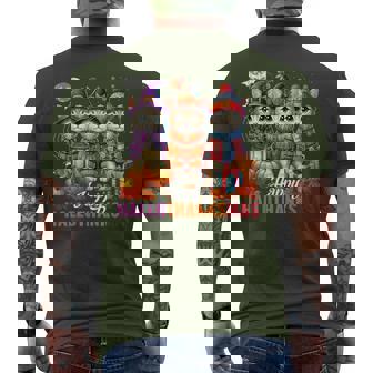 Halloween Thanksgiving Christmas Happy Hallothanksmas Cats Men's T-shirt Back Print - Thegiftio UK