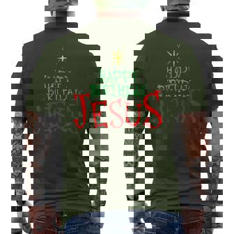 Happy Birthday Jesus Christmas Happy Birthday Jesus Men's T-shirt Back Print - Monsterry