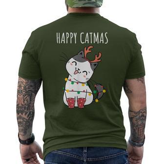 Happy Catmas Lustiges Weihnachts Katze Christmas Tree T-Shirt mit Rückendruck - Geschenkecke