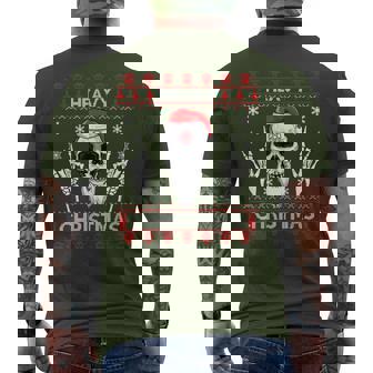 Heavy Christmas Devil Horns Skull Santa Hat Ugly Sweater Men's T-shirt Back Print - Thegiftio UK