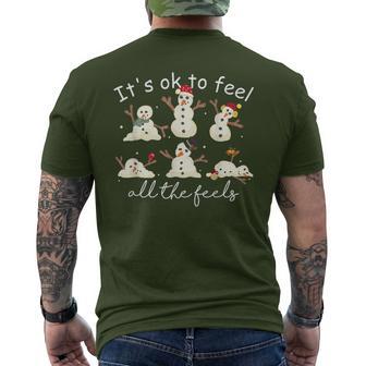 It's Ok To Feel All The Feels Mental Health Christmas Men's T-shirt Back Print - Thegiftio UK
