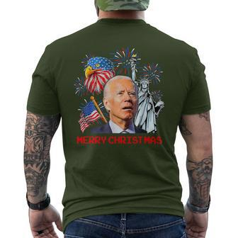 Joe Biden Confused Patriotic Merry Christmas For 4Th Of July Men's T-shirt Back Print - Monsterry DE
