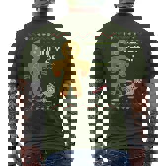 Jolly Af Gingerbread Man Body Builder Ugly Christmas Sweater Men's T-shirt Back Print - Thegiftio