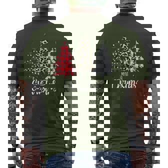 Leopard And Buffalo Plaid Vintage Country Christmas Tree Men's T-shirt Back Print - Monsterry