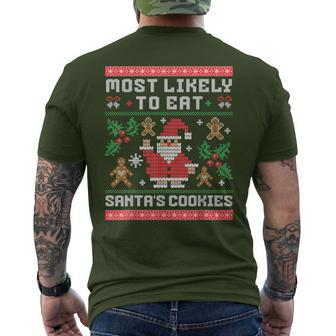 Am Liebsten Santas Kekse Essen Ugly Christmas T-Shirt mit Rückendruck - Geschenkecke