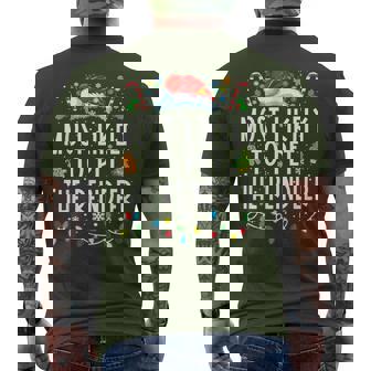 Most Likely To Pet The Reindeer Christmas Pajamas Men's T-shirt Back Print | Mazezy