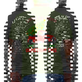 Little Red Truck Hauling A Christmas Tree Men's T-shirt Back Print - Monsterry