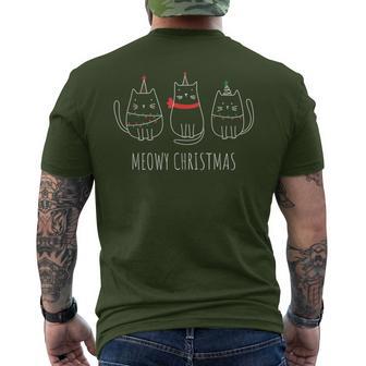 Meowy Christmas Weihnachten Katzen Weihnachtlich T-Shirt mit Rückendruck - Geschenkecke