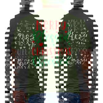 Merry Blessed And Christmas Obsessed Xmas Holiday Party Men's T-shirt Back Print - Monsterry
