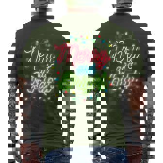 Merry And Bright Christmas Lights Family Pajama Xmas Holiday Men's T-shirt Back Print - Thegiftio UK