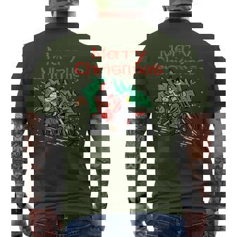 Merry Christmas Biker Santa Xmas Motorcycle Big Bike Dad Men Men's T-shirt Back Print - Monsterry