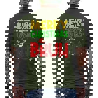 Merry Christmas Bruh Xmas Santa Claus Snow Flake Boys Men's T-shirt Back Print - Thegiftio