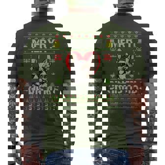 Merry Christmas French Bulldog Dog Ugly Sweater Men's T-shirt Back Print - Thegiftio UK