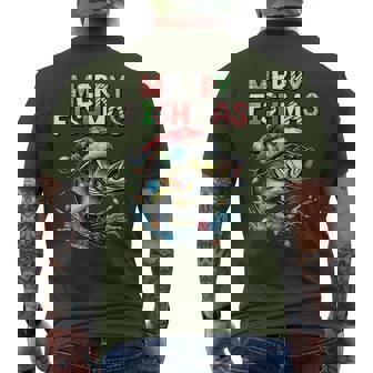 Merry Fishmas Santa Fishing Lovers Fisherman Christmas Men's T-shirt Back Print - Monsterry