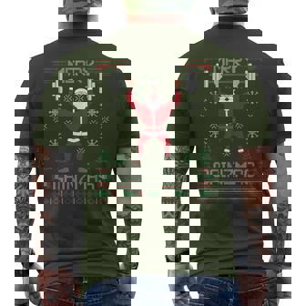 Merry Gainzmas Fit Santa Gym Workout Ugly Christmas Sweater Men's T-shirt Back Print - Thegiftio