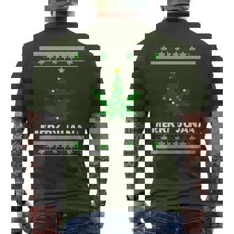 Merry Juana 420 Cannabis Weed Marijuana Ugly Christmas Men's T-shirt Back Print | Mazezy