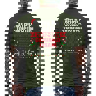 North Pole Correctional Christmas Criminally Insane Gone Elf Men's T-shirt Back Print - Thegiftio