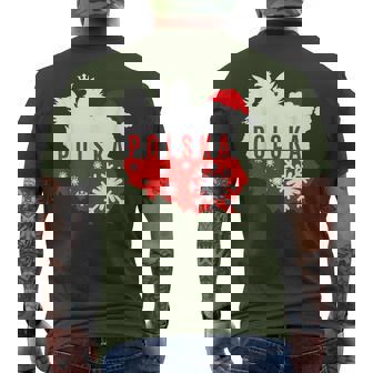 Polska Flag Eagle Country Pride Santa Hat Christmas Men's T-shirt Back Print - Monsterry