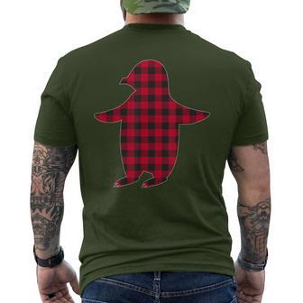 Red Plaid Penguin Christmas Matching Buffalo Family Pajama Men's T-shirt Back Print - Monsterry