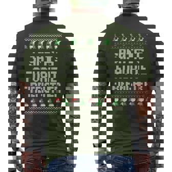 Santa's Favorite Firefighter Ugly Christmas Sweater Men's T-shirt Back Print - Thegiftio UK
