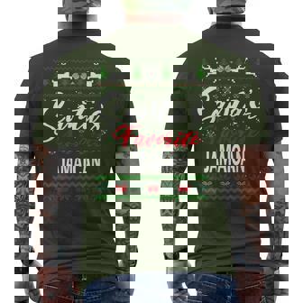 Santas Favorite Jamaican Jamaica Christmas Ugly Sweater Xmas Men's T-shirt Back Print - Thegiftio