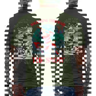 Smashing Through The Snow Santa Play Baseball Player Sleigh Men's T-shirt Back Print - Thegiftio UK