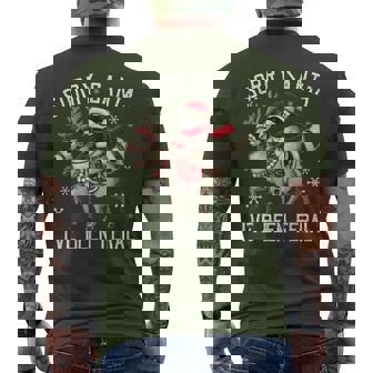 Sorry Santa I've Been Feral Christmas Holiday Raccoon Meme Men's T-shirt Back Print - Thegiftio UK