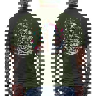 Sorta Merry Sorta Scary Skeleton Hot Cocoa Christmas Pajamas Men's T-shirt Back Print | Mazezy